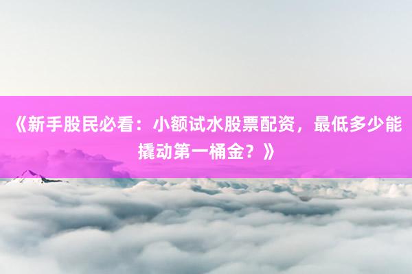《新手股民必看：小额试水股票配资，最低多少能撬动第一桶金？》