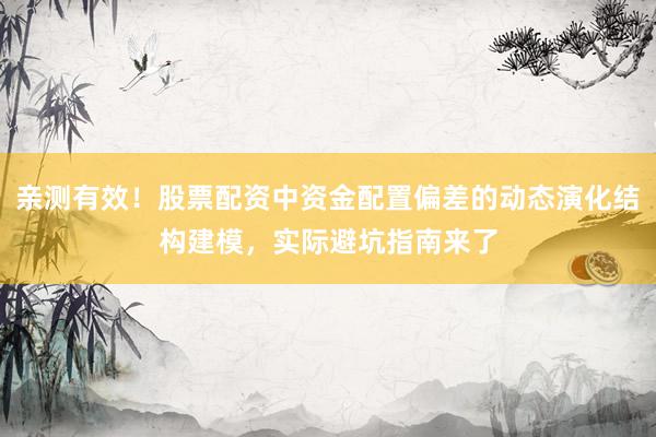 亲测有效！股票配资中资金配置偏差的动态演化结构建模，实际避坑指南来了