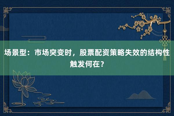 场景型：市场突变时，股票配资策略失效的结构性触发何在？