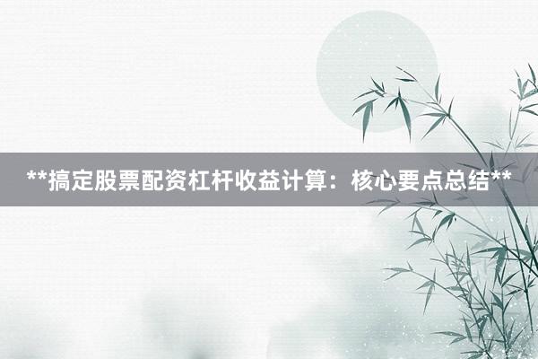 **搞定股票配资杠杆收益计算:核心要点总结**