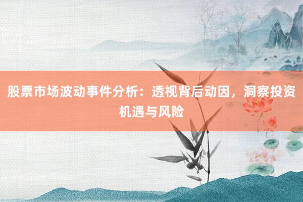 股票市场波动事件分析：透视背后动因，洞察投资机遇与风险