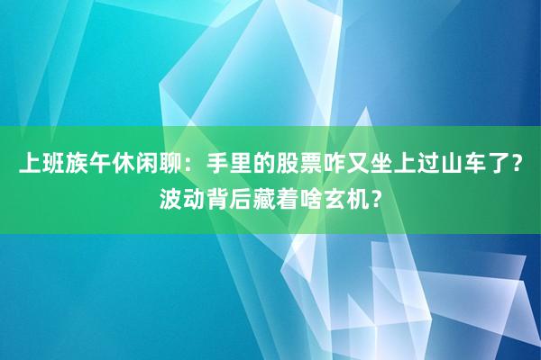 上班族午休闲聊：手里的股票咋又坐上过山车了？波动背后藏着啥玄机？