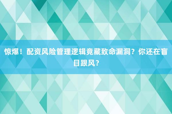 惊爆！配资风险管理逻辑竟藏致命漏洞？你还在盲目跟风？