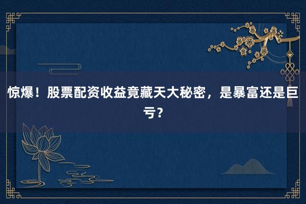 惊爆!股票配资收益竟藏天大秘密,是暴富还是巨亏?