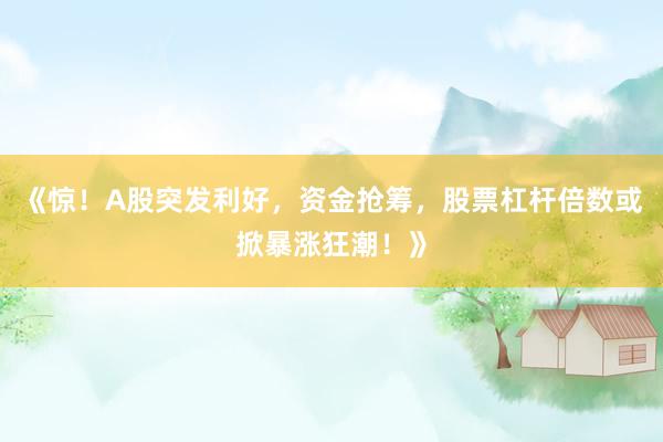 《惊！A股突发利好，资金抢筹，股票杠杆倍数或掀暴涨狂潮！》