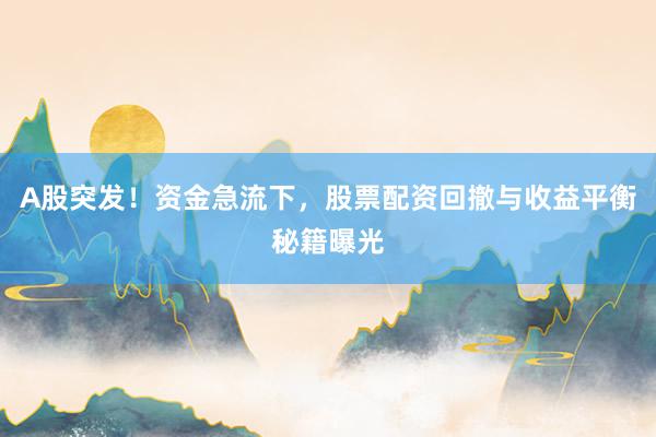 A股突发!资金急流下,股票配资回撤与收益平衡秘籍曝光