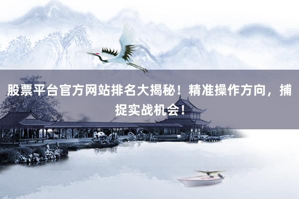 股票平台官方网站排名大揭秘!精准操作方向,捕捉实战机会!