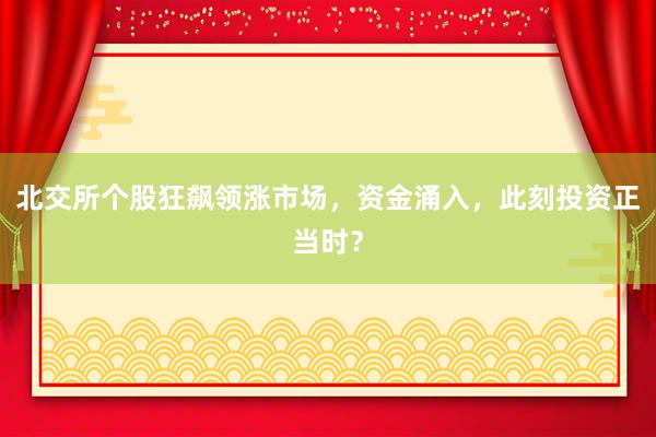 北交所个股狂飙领涨市场，资金涌入，此刻投资正当时？