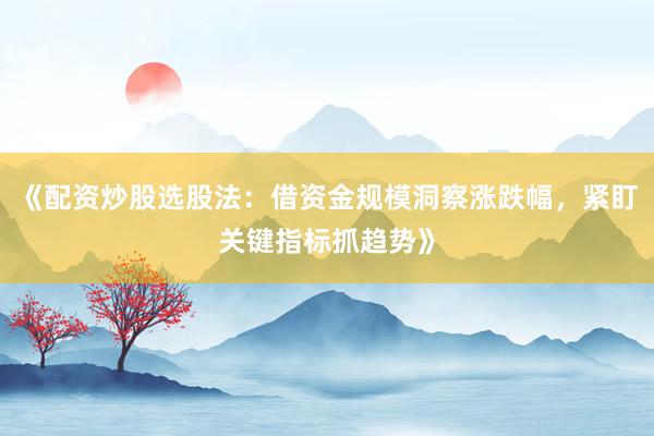 《配资炒股选股法：借资金规模洞察涨跌幅，紧盯关键指标抓趋势》